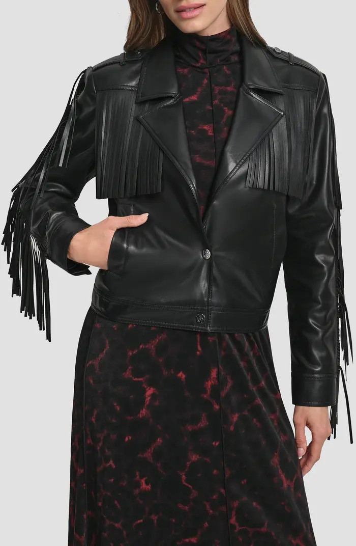 DKNY Fringe Faux Leather Jacket | Nordstrom | Nordstrom