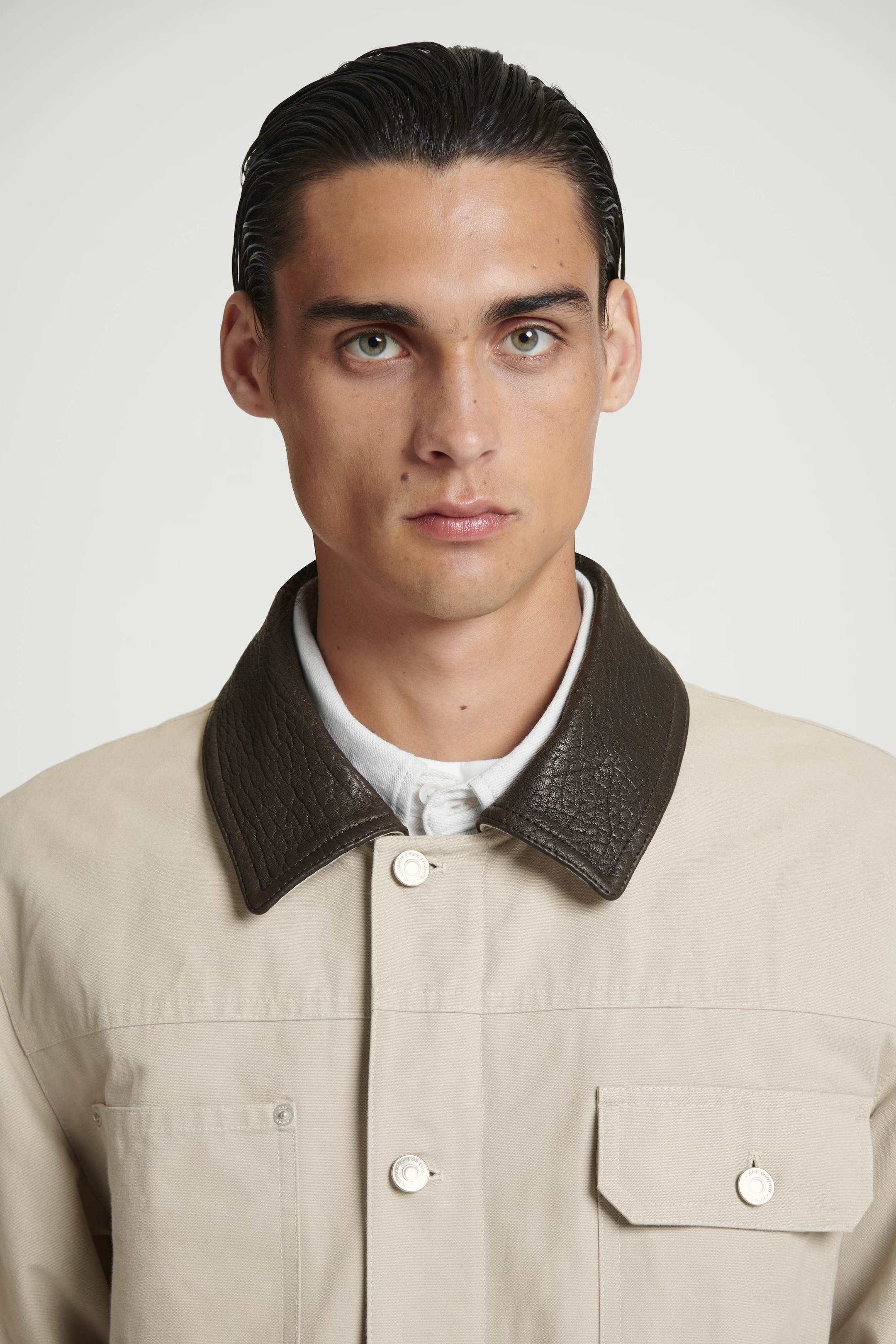LEATHER-COLLAR FIELD JACKET - MOLE | COS (AU)