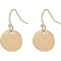 18K Gold Dangle Drop Earrings Small Round Disc Dangle Sun Hoop Earrings for Women Simple Minimali... | Amazon (US)