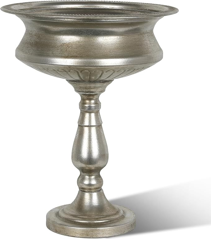 WORTH 15" H. Tall Silver Color Urn Vase for Centerpieces, 11.8" Dia. Classic Metal Trumpet Small ... | Amazon (US)
