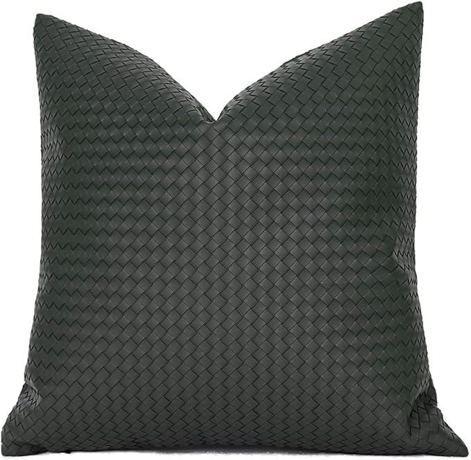 PU Throw Pillow Cover Woven Faux Leather Cushion Cover Modern Farmhouse Square Decorative Pillowc... | Amazon (US)
