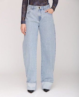 Women's Rolled Cuff Barrel Leg Jeans | Macy's