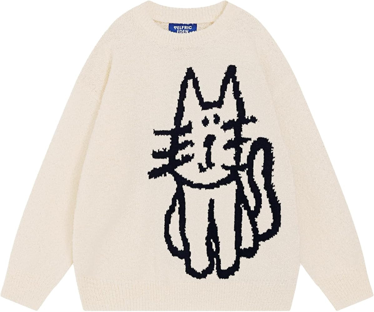 Aelfric Eden Pullover Sweater Cute Printed Oversized Sweater Fall Winter Couple Tops | Amazon (US)