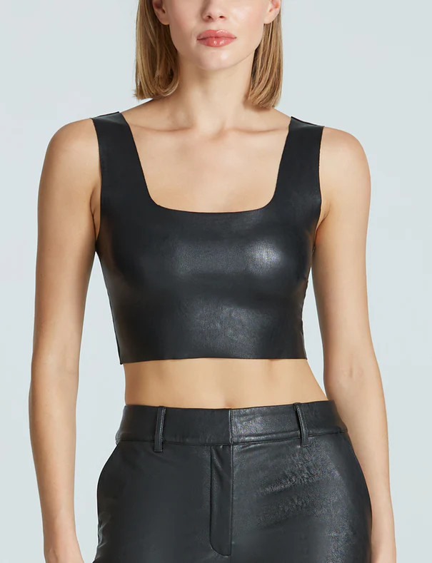 Faux Leather Squareneck Crop Top | Commando®