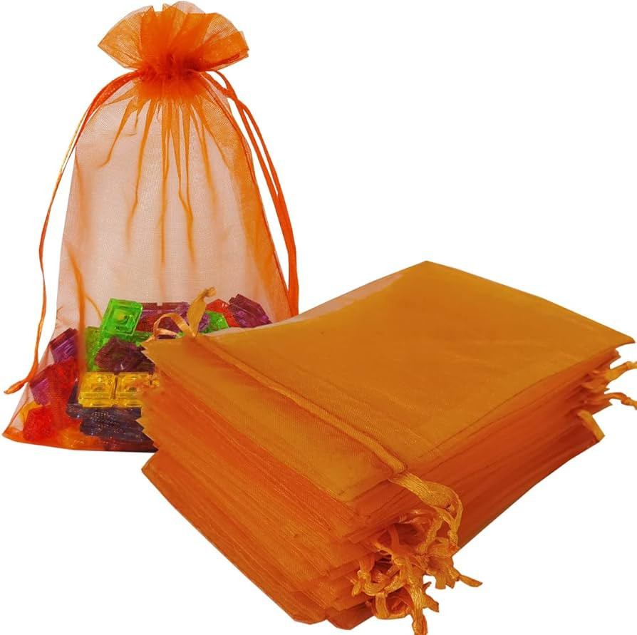 Pack of 100 Organza Gift Bags 4x6 Inch Orange Drawstring for Baby Shower,Christmas,1st Birthday,P... | Amazon (US)