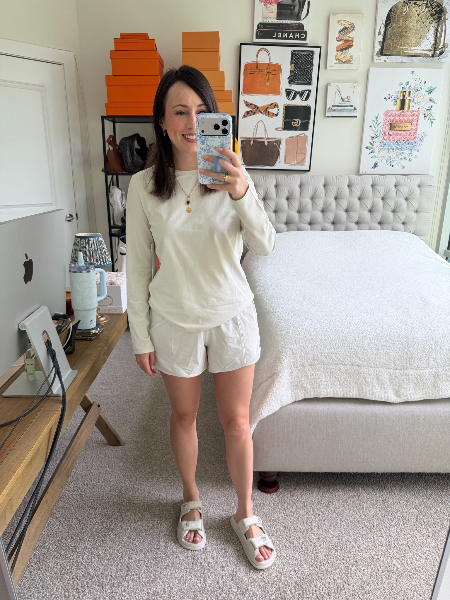 Lululemon long sleeve and shorts in the color Bone

#LTKootd #LTKSeasonal
