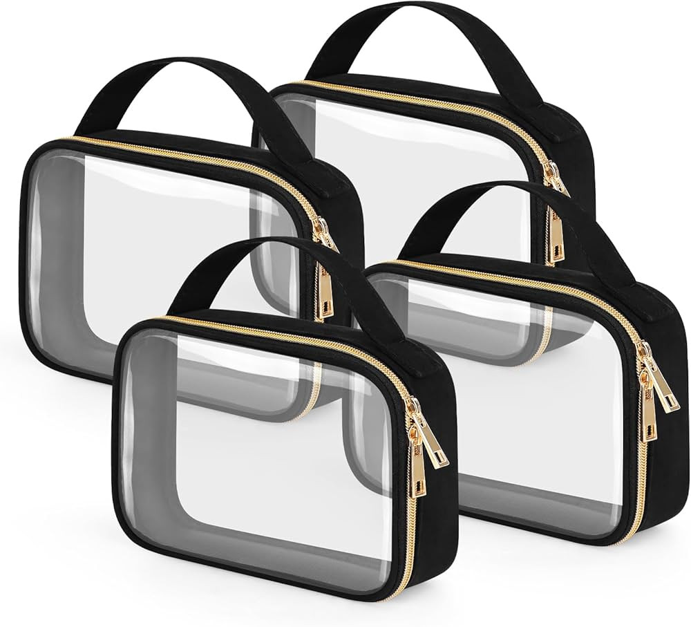 Wedama TSA Approved Toiletry Bag, 4 Pack Clear Makeup Bags with Handles, Quart Size Clear Toiletr... | Amazon (US)
