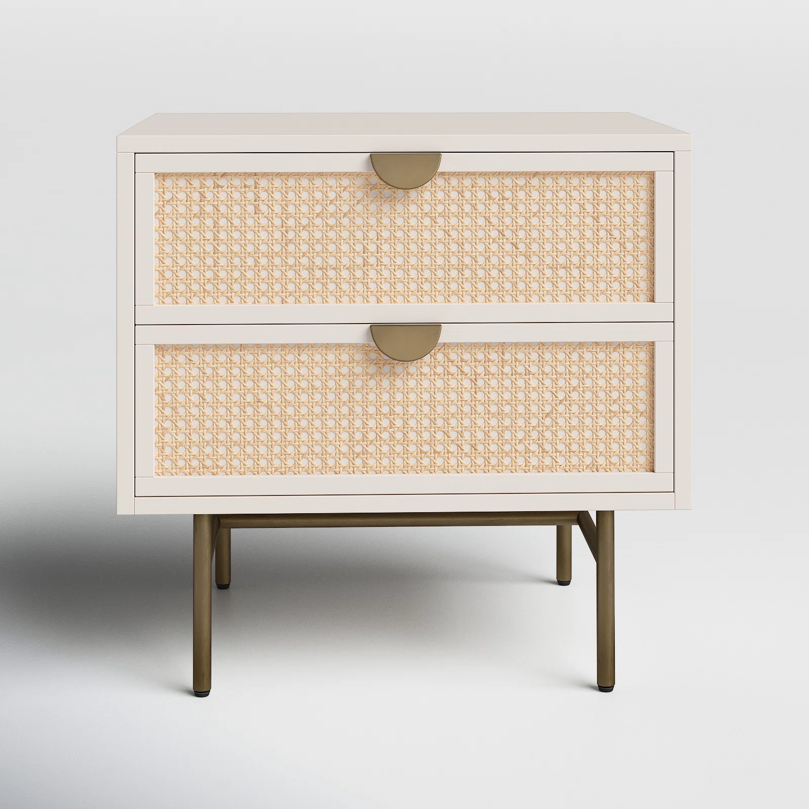 Joss & Main Brooks 2 - Drawer 24" Nightstand in White/Brown/Natural & Reviews | Joss & Main | Joss & Main