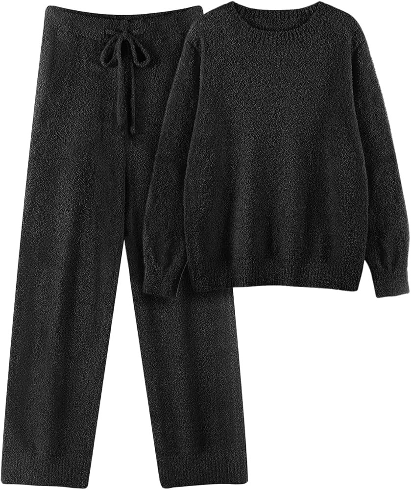 Womens Fleece Pajamas Sets Winter Fuzzy Soft Lounge Sets Warm Comfy Loungewear Outfits Sweater Pa... | Amazon (US)