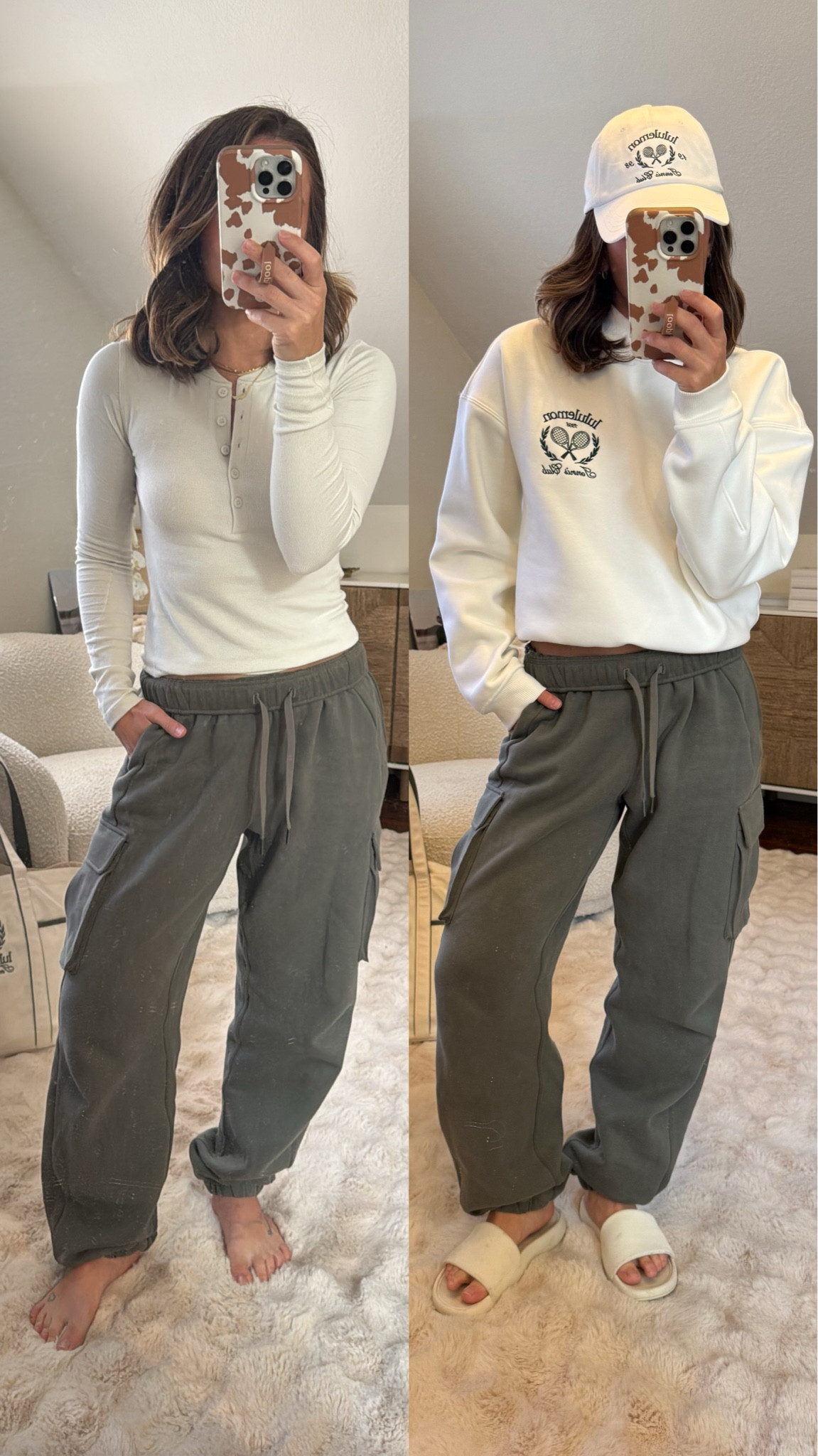 Sweatpants size xs
Long sleeve shirt size xs 
Sweatshirt size xs 
Slides size 7
Comfy Lululemon finds 

#lululemon #comfy #laurabeverlin 