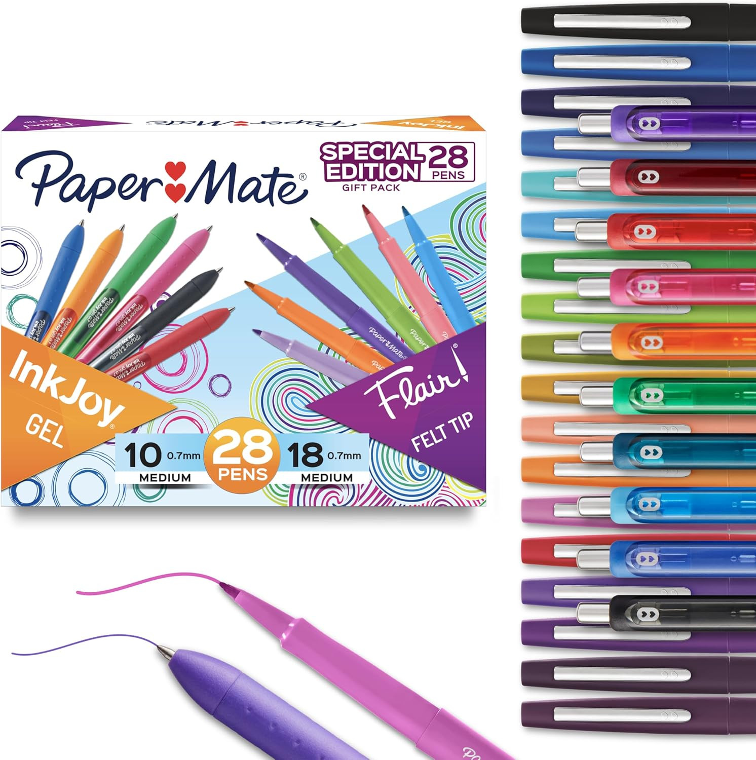 Paper Mate Pens Variety Pack, InkJoy Retractable Gel Pens, Flair Felt Tip, 28 Count - Assorted Co... | Amazon (US)