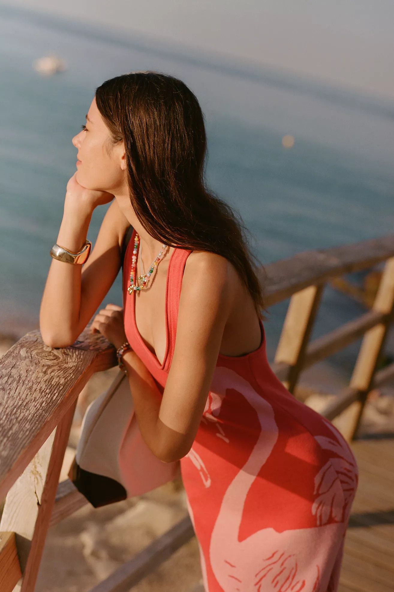 Celandine Flamingo Knit Midi Dress | Anthropologie (US)