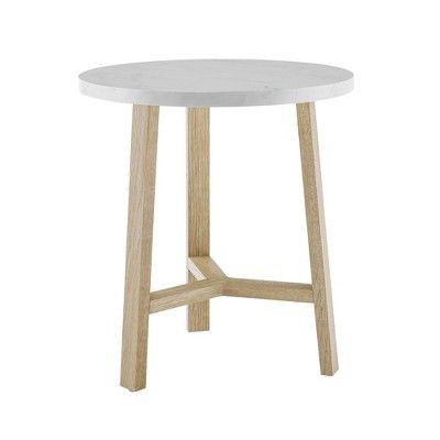 20” Round Y Leg Side Table with Wood and Laminate - Saracina Home | Target