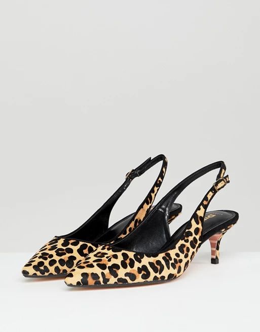 Dune Wide Fit Casandra Faux Leopard Slingback Kitten Heeled Shoes | ASOS US