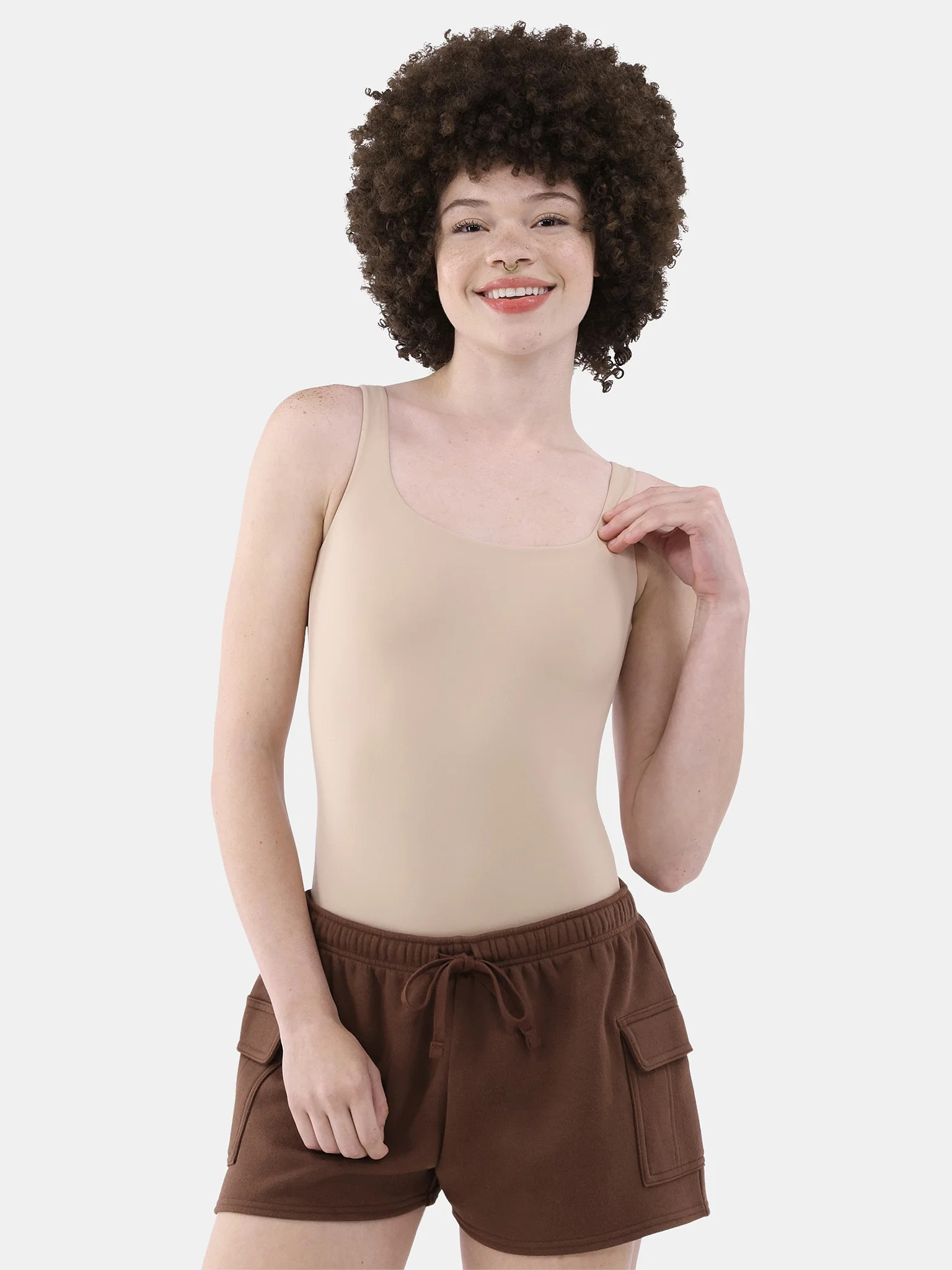 No Boundaries Scoop Neck Tank Top Bodysuit, Women’s and Women’s Plus | Walmart (US)