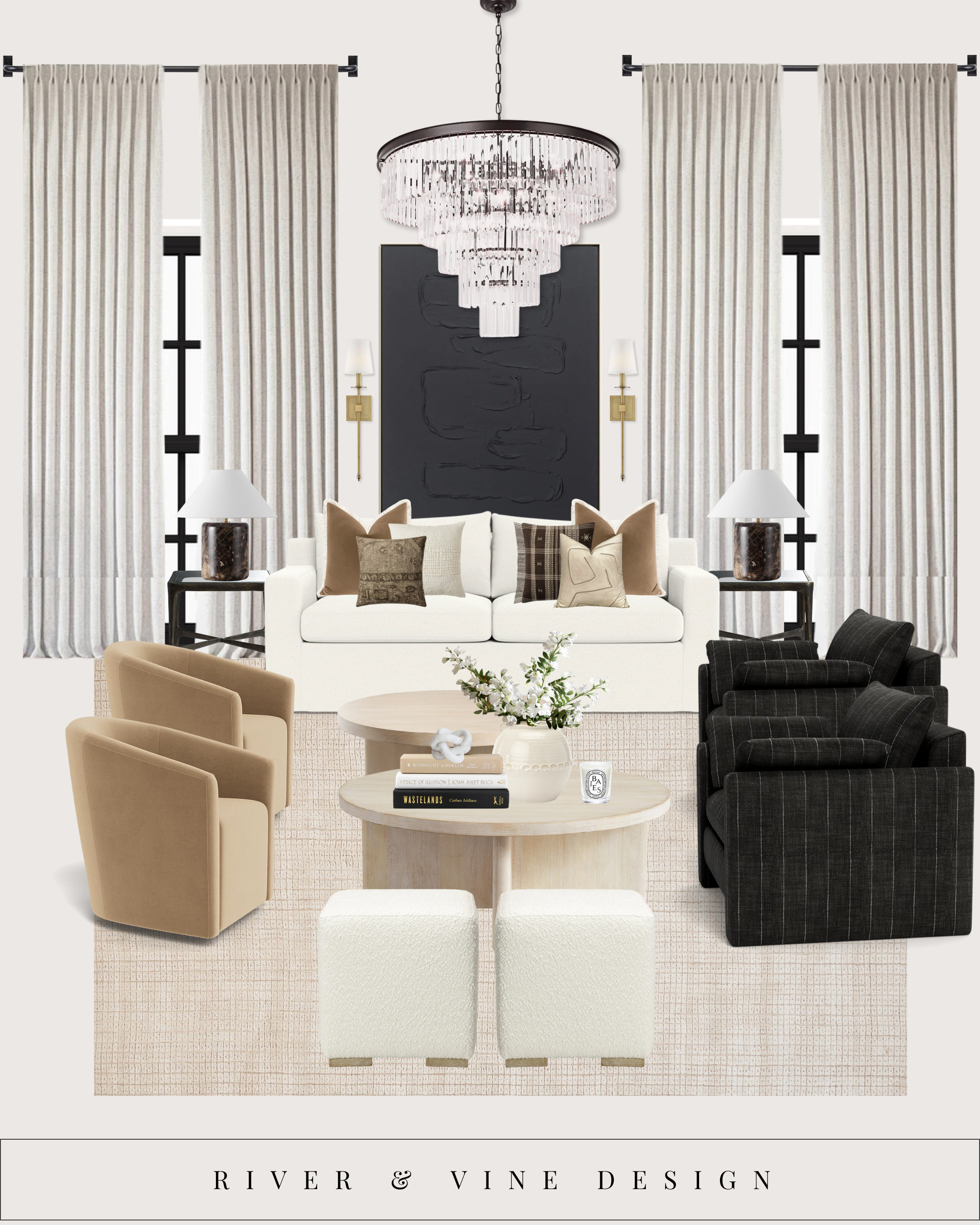 This layout is doing a lot of quiet heavy lifting 🤍
It’s balanced, flexible, and designed to actually work for real life — not just look pretty.

• Swivel chairs on the left keep the space dynamic. They let you turn toward conversation or the sofa without breaking the layout (a designer favorite for rooms that need flexibility).
• Stationary lounge chairs on the right ground the room and create visual weight, so the space doesn’t feel floaty or over-styled.
• Sofa centered on the main axis anchors the room and gives the eye a clear focal point the moment you walk in.
• Round coffee table softens all the straight lines and keeps circulation easy — no sharp corners to navigate.
• Two small ottomans add extra seating without visually crowding the room (and can slide anywhere as needed).
• Chairs angled slightly inward create an instant conversation zone — this is the difference between a “showroom” and a room people actually use.

Designer tip: mixing swivel + fixed seating is one of the easiest ways to make a living room feel custom and intentional.

Everything you see here is linked to shop 👇 

 #LTKHome