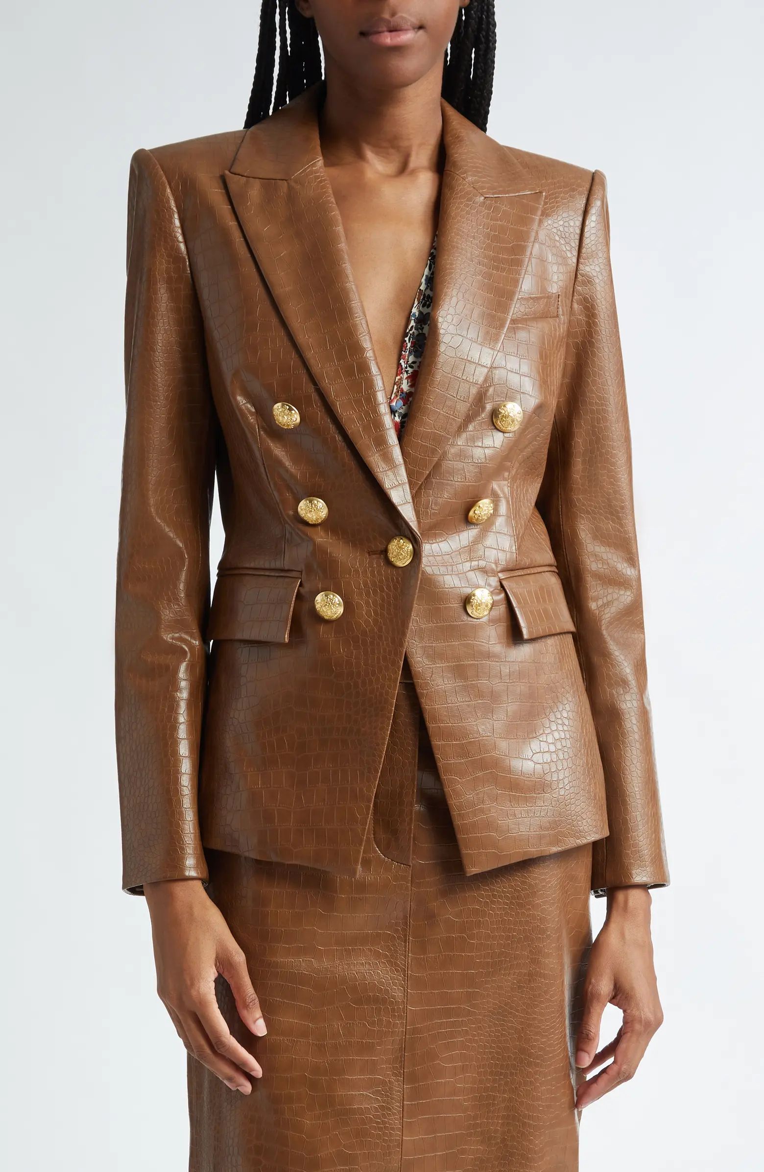 Lawrence Croc Embossed Faux Leather Dickey Jacket | Nordstrom