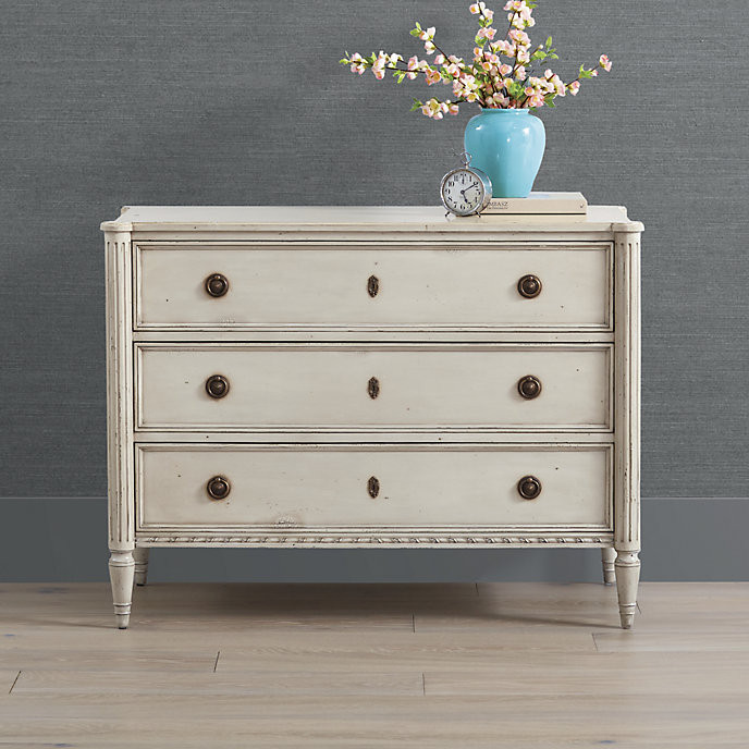 Etienne 3-Drawer Chest with Brass Hardware & USB Port in Acorn or French Patina Finish | Frontgate