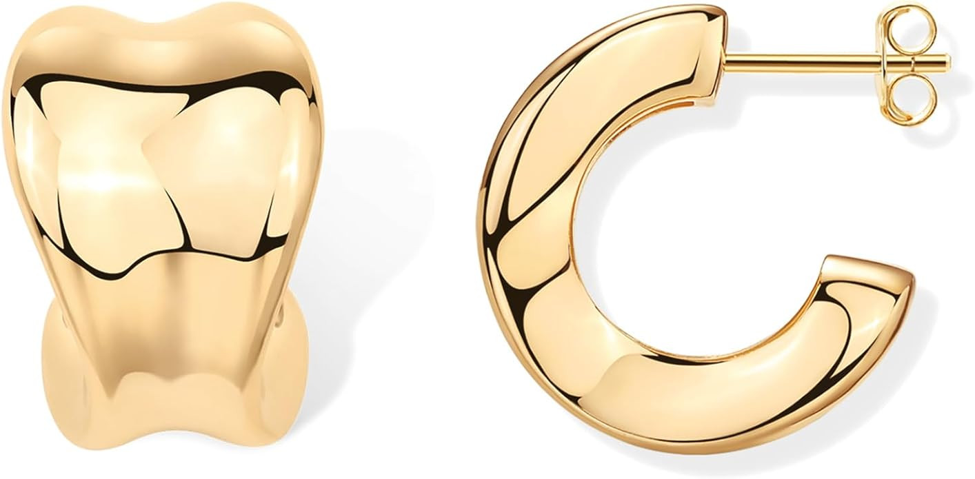 PAVOI 14K Gold Plated Sterling Silver Posts Statement Earrings for Women - Geometric Dome Teardro... | Amazon (US)