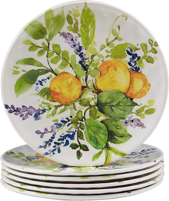 Certified International Lemon Zest Melamine 9" Salad/Dessert Plates, Multicolor, Medium, Set of 6 | Amazon (US)