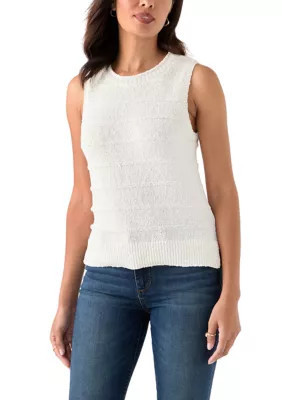 AGB Women's Sleeveless Sweater Top, White, XL | Belk