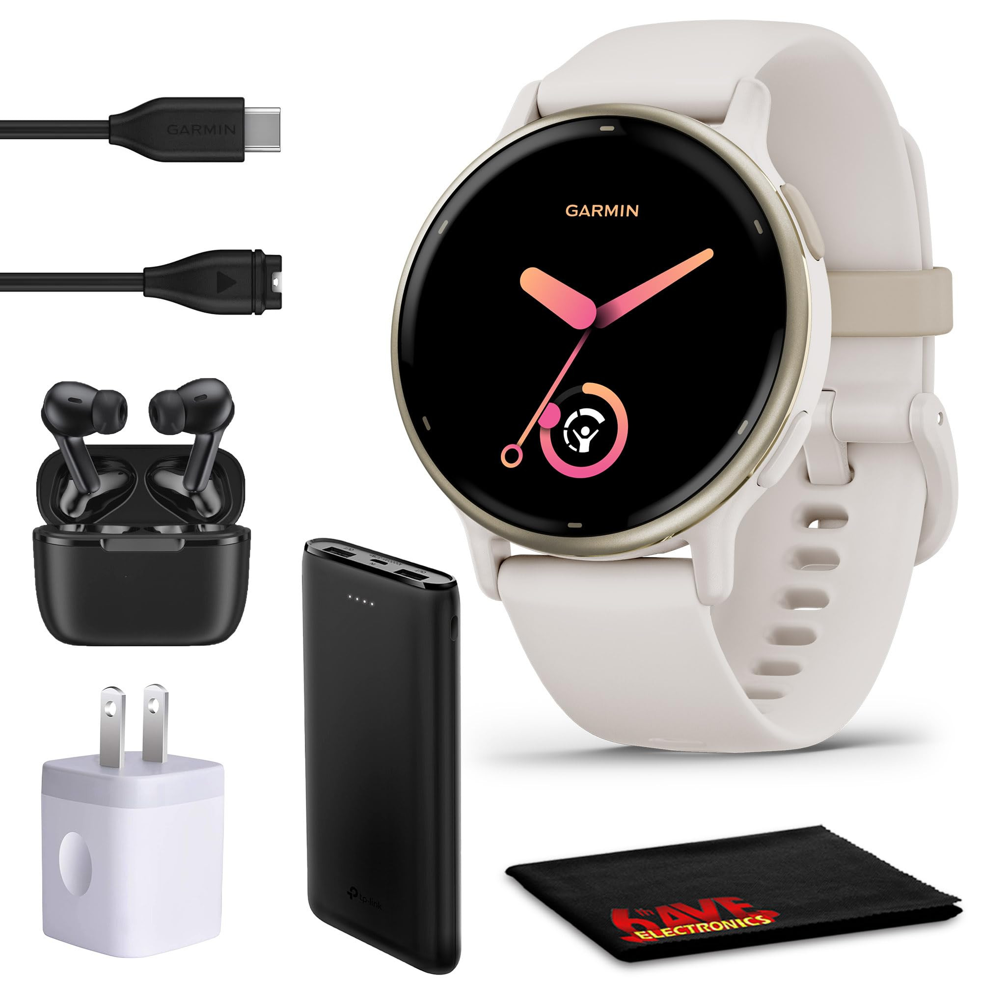 Garmin Vivoactive 5 Fitness Tracker Smart Watch for Women & Men with Cream Gold Aluminum Bezel & ... | Amazon (US)
