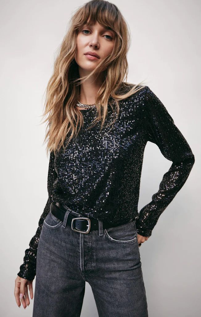 Aurora Sequin Cropped Long Sleeve Top | Z Supply