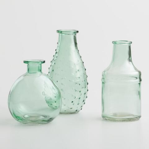 Aqua Green Glass Bud Vases Set of 3 | World Market