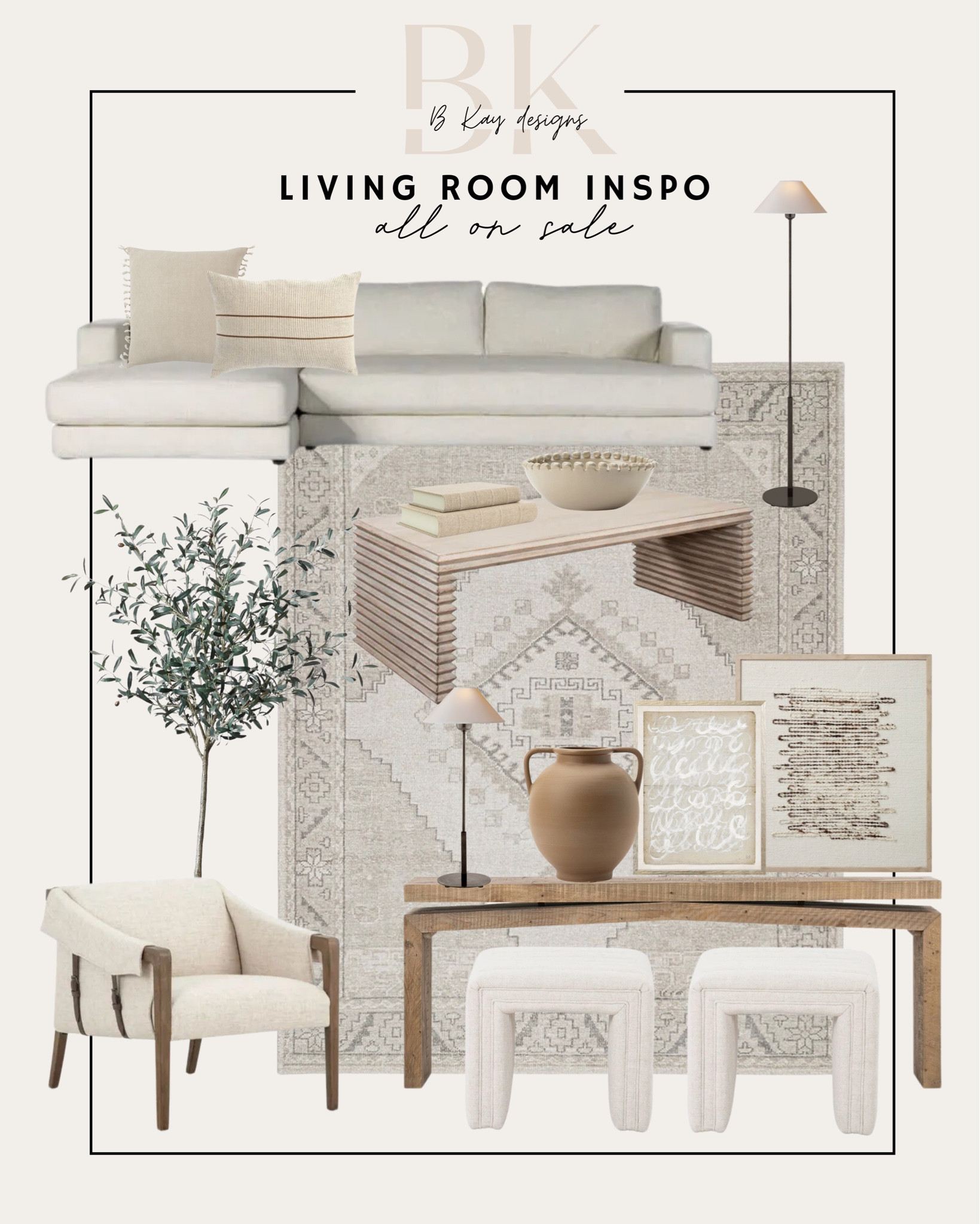 Living Room Inspo - All on sale!! 

Neutral sofa 
Neutral sectional 
Cream sectional 
Neutral throw pillows 
Couch pillows 
Textured pillows 
Fluted coffee table 
Rectangular coffee table 
Small floor lamp 
Black floor lamp 
Textured art 
Neutral art 
Entry way decor 
Living room decor 
Coffee table decor 
Living room ideas 
Neutral living room 
Transitional living room 
Faux olive tree 

#LTKsalealert #LTKstyletip #LTKhome