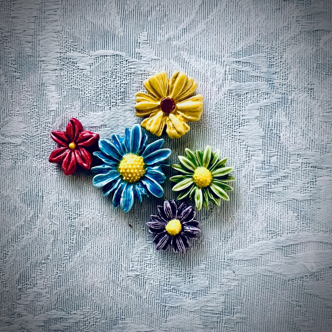 5 Ceramic Wildflowers, Hand Painted Art Tiles, Garden Mosaic Supply | Etsy (US)