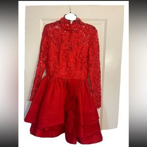 luxury Lase Little Red dress women Wedding Dress Bridsmaid Dress Size L Lou | Poshmark