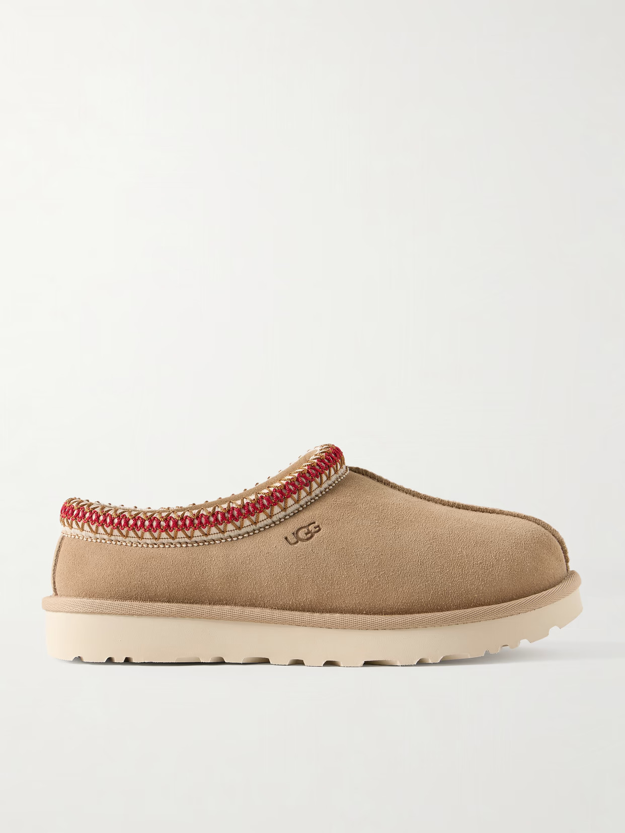 UGG - Tasman Wool-blend Fleece-lined Embroidered Suede Slippers - Neutrals | NET-A-PORTER (US)