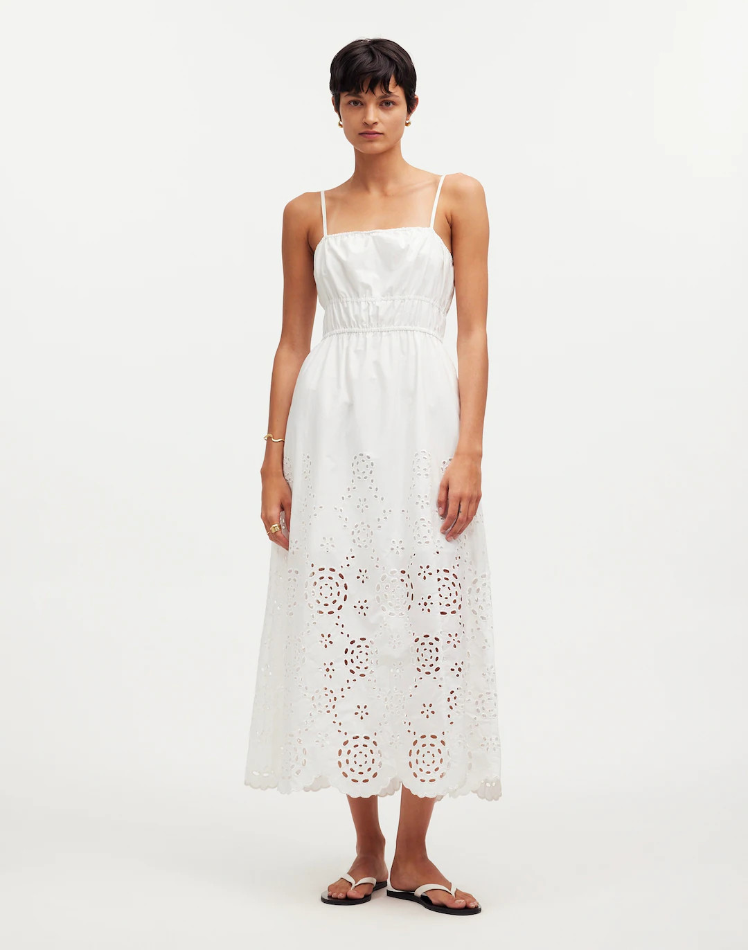 Embroidered Tank Midi Dress in Poplin | Madewell