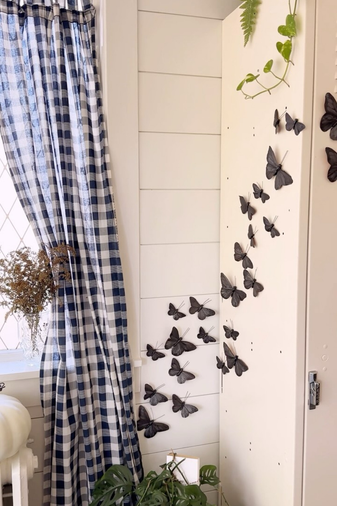 diy spooky butterflies🦋🖤

I made these last year and I was so excited to reuse them in a new spot this year

🦋 I got this multi pack of different sized faux butterflies (yes FAUX - a few people made some wild assumptions last year 😅). 
🦋I used double sided tape to tape them to an old cardboard box I could paint on
🦋 coated them with metallic bronze spray paint (you can also use plain black, but I think the metallic gives it the prettiest sheen!) and let them dry
🦋 to attach to wall I just use a little bit of mounting putty 

#diyfalldecor #fallcrafts #spookydecor #halloweendiy