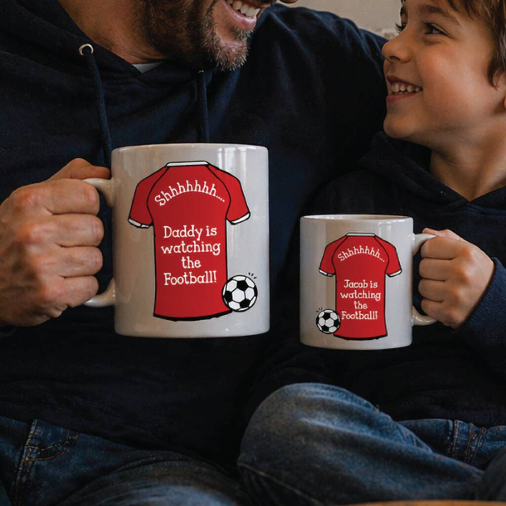 Personalised Daddy And Me Watching Football Mugs | Not On The High Street
