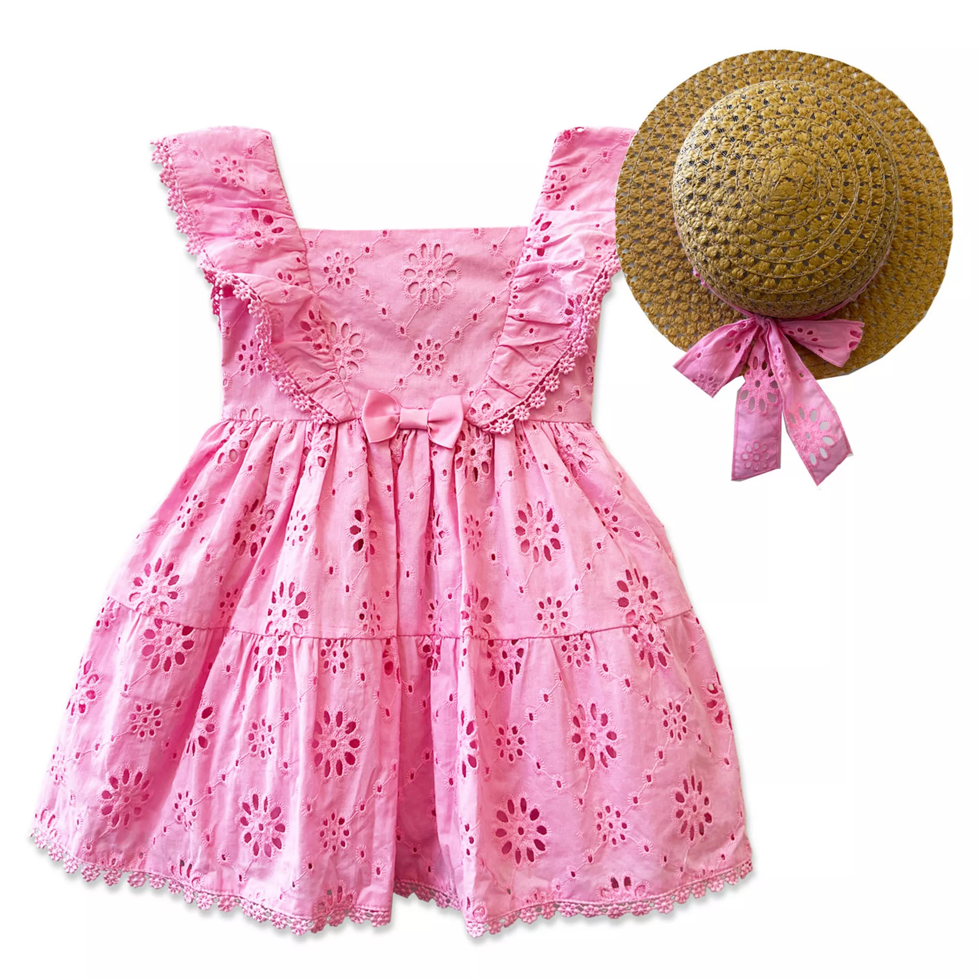 Baby & Toddler Girl Blueberi Boulevard Eyelet Dress & Hat Set | Kohl's