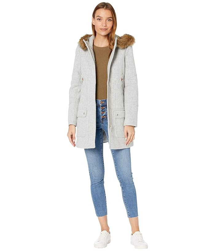 J.Crew Chateau Parka in Italian Stadium-Cloth Wool (Heather Dusk) Women's Coat | Zappos