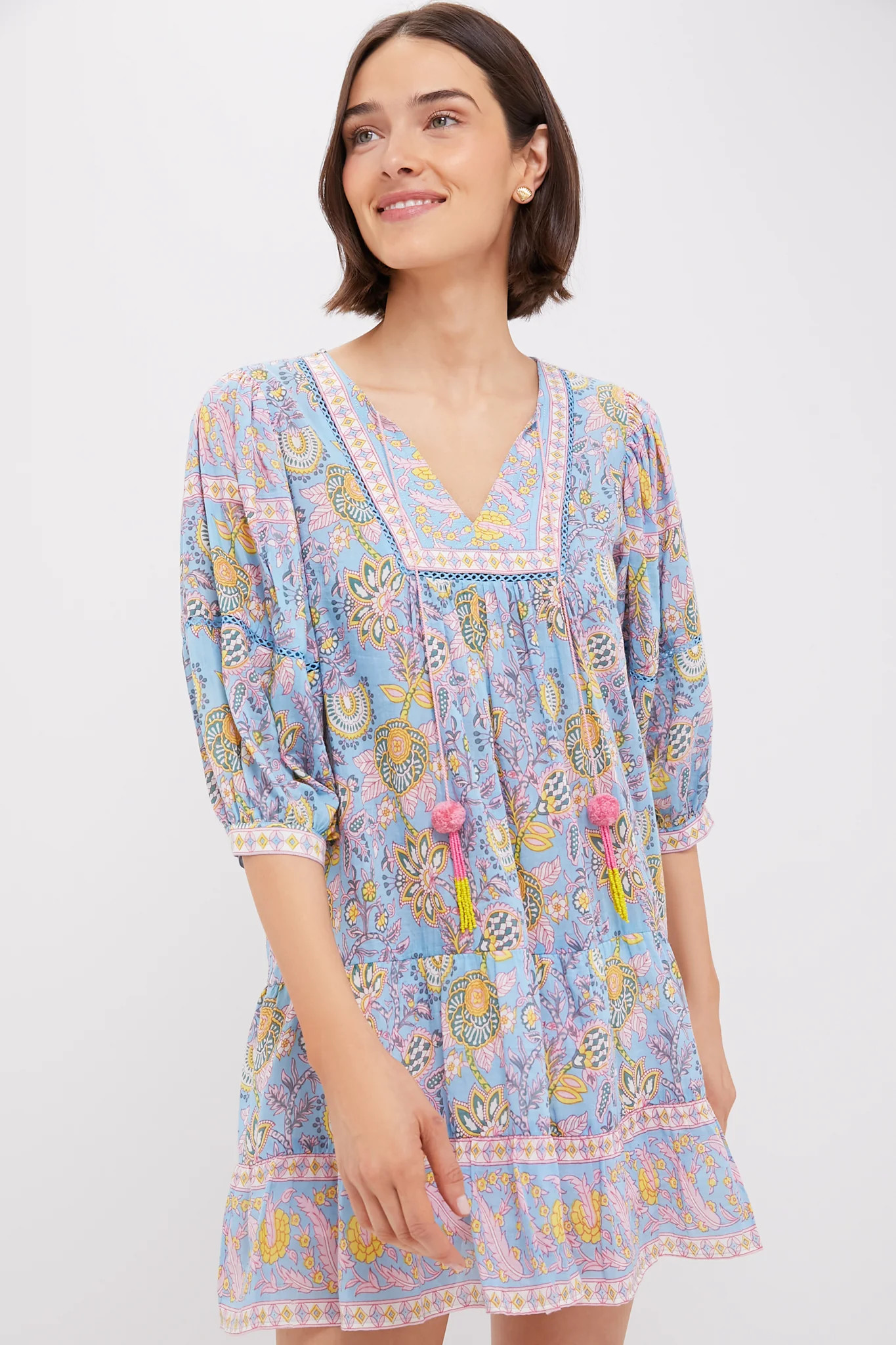 Blue Yellow Printed Zoe Mini Dress | Tuckernuck (US)
