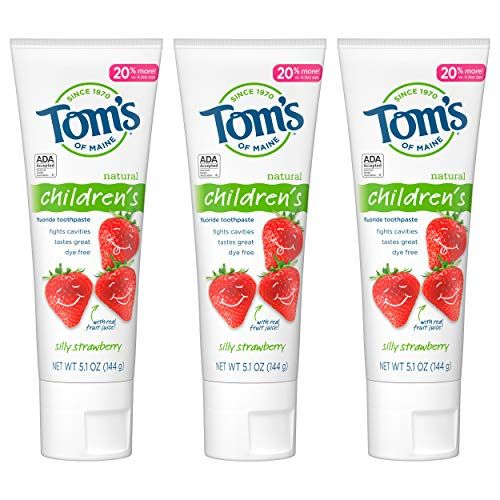 Tom's of Maine Natural Children's Fluoride Toothpaste, Silly Strawberry, 5.1 oz. 3-Pack | Amazon (US)