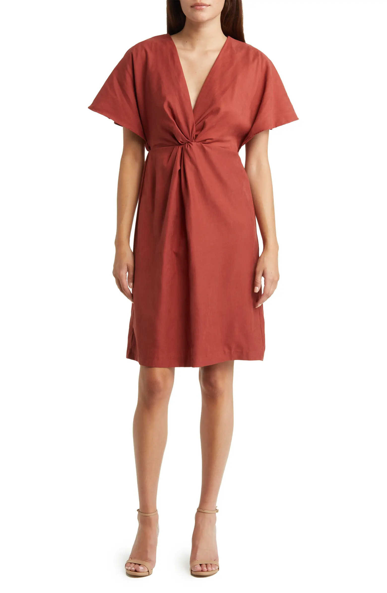 Flutter Sleeve Twist Front Dress | Nordstrom