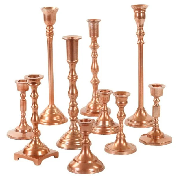 Koyal Wholesale Rose Gold Mixed Taper Holders, Set of 10, Mismatched Candlesticks Set, Bohemian D... | Walmart (US)