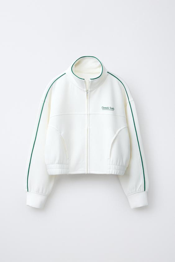 CONTRAST PIPING ZIP RIB SWEATSHIRT | Zara US