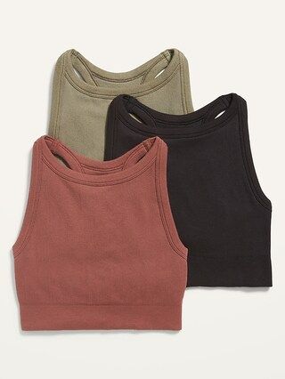 Light Support Seamless Rib-Knit Longline Sports Bra 3-Pack for Women | Old Navy (US)