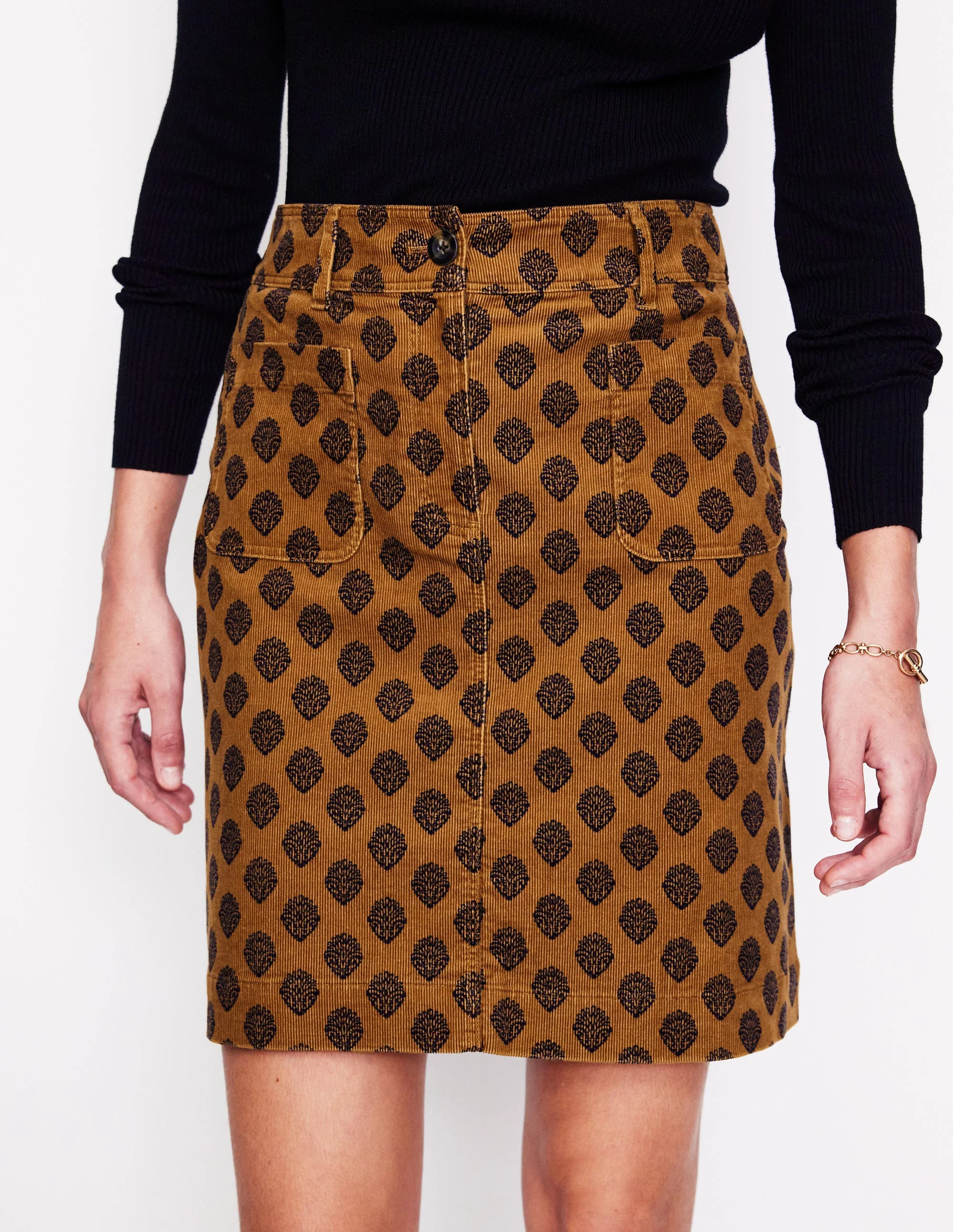Estella Cord Skirt-Rubber, Ornate Stamp | Boden (US)