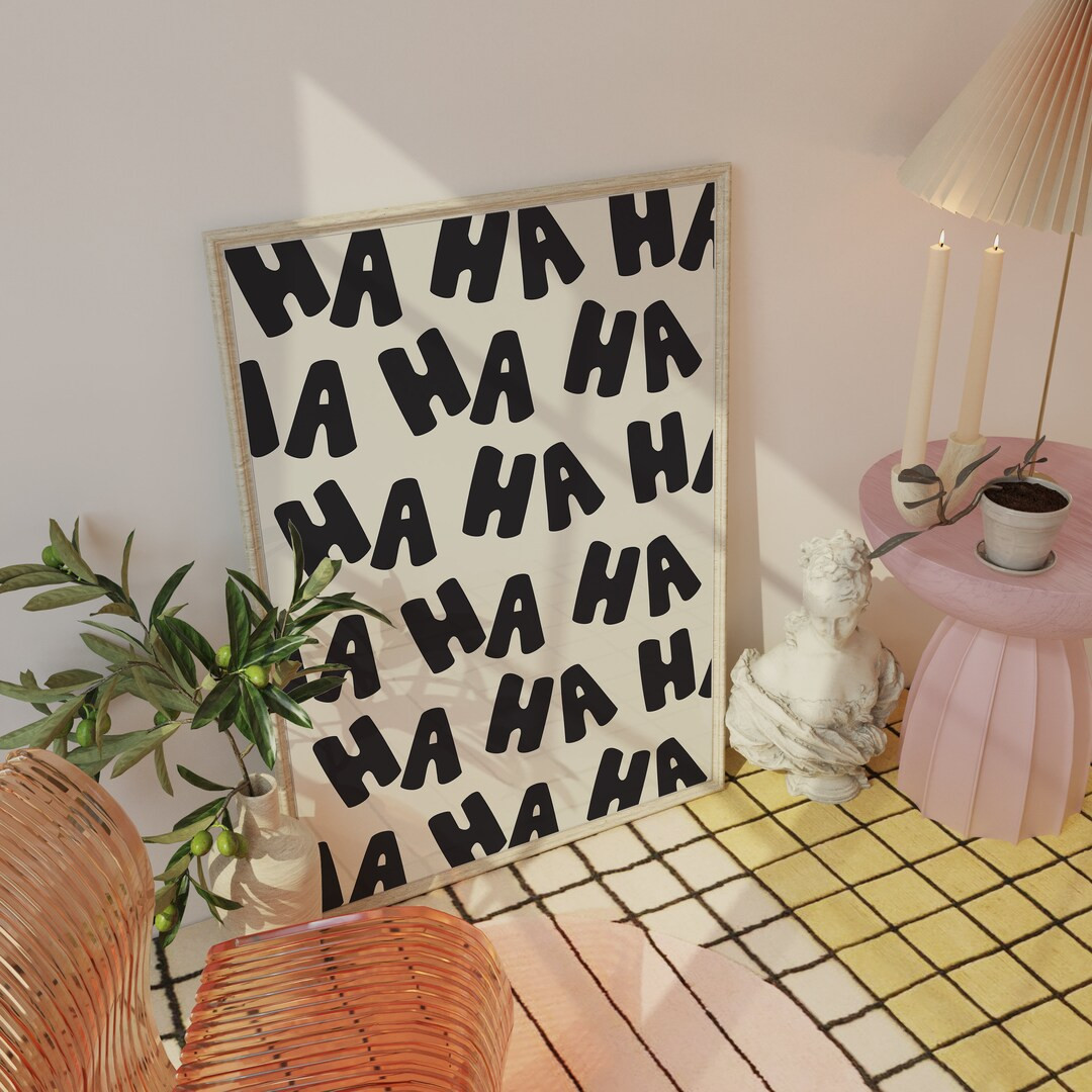 Ha Ha Ha Print Typography Print Eclectic Gallery Wall Black - Etsy | Etsy (US)