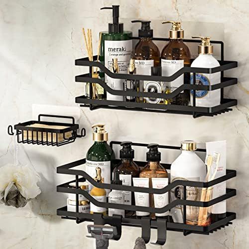 ACMETOP Adhesive Shower Caddy 3-Pack Shower Organizer No Drilling Shower Shelves with Soap Holder... | Amazon (US)