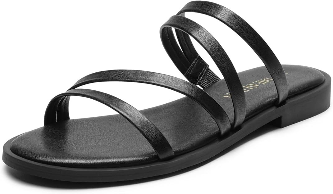 DREAM PAIRS Women's Clear Studded Rhinestone Slide Sandals Slip on Open Toe Cute Flat Sandals for... | Amazon (US)