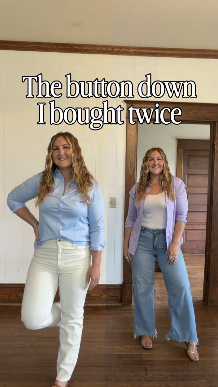 Life’s too busy for clothes that only work one way—and apparently I’m too committed to a good button-down to choose just one color 😂 Both are wrinkle resistant, easy to style, and made for wearing on repeat.
