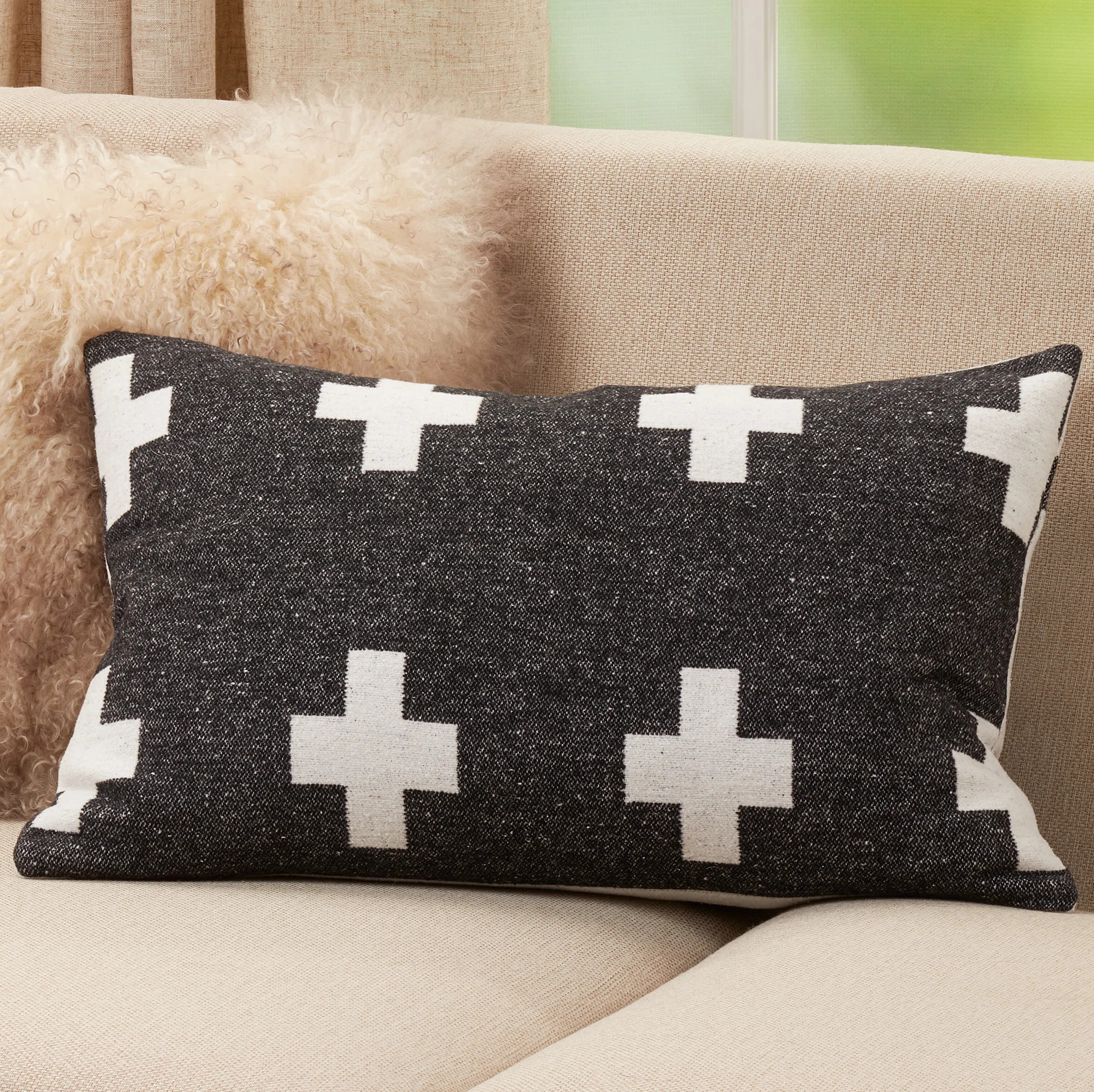 Saro Indre Swiss Cross Design Rectangular Pillow Cover & Insert & Reviews | Wayfair | Wayfair North America