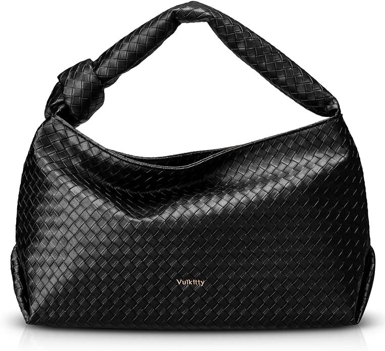 Vulkitty Hobo Bags For Women, Woven Leather Shoulder Purse Fashion Designer Ladies Top-Handle Han... | Amazon (US)